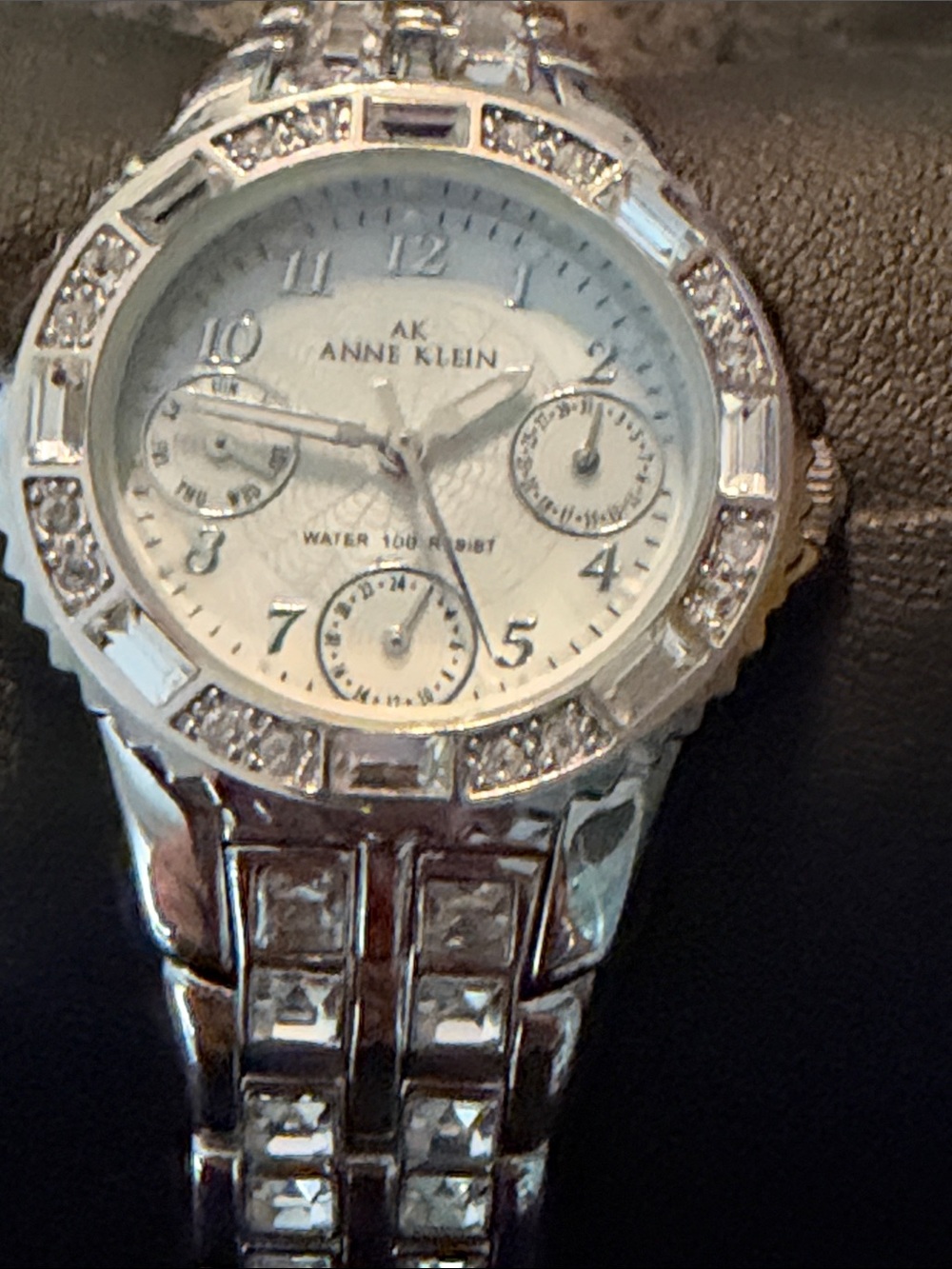 Anne Klein Silver Crystal Accent Bracelet Watch